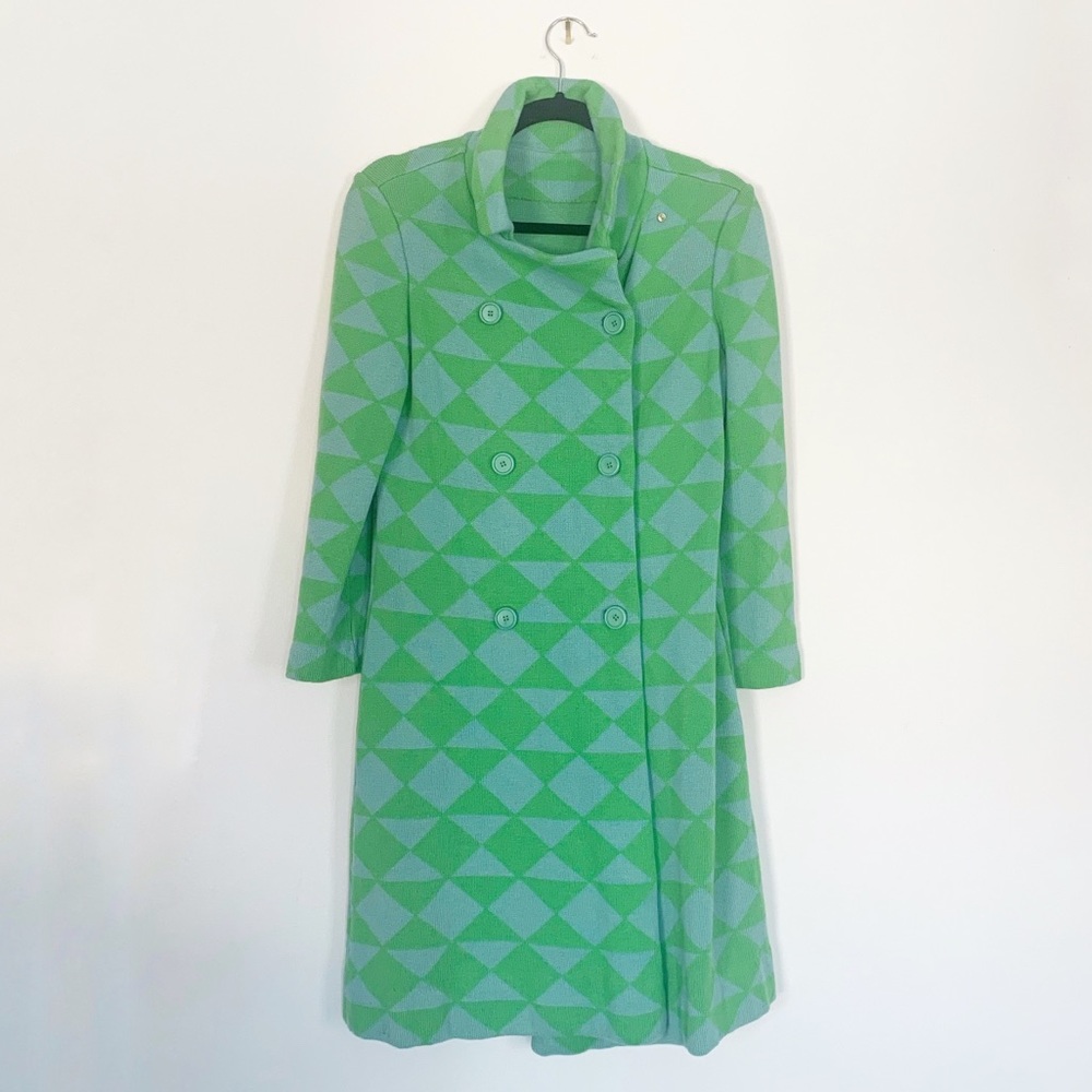 Vintage Geometric Abstract Double Breasted Sweater Coat